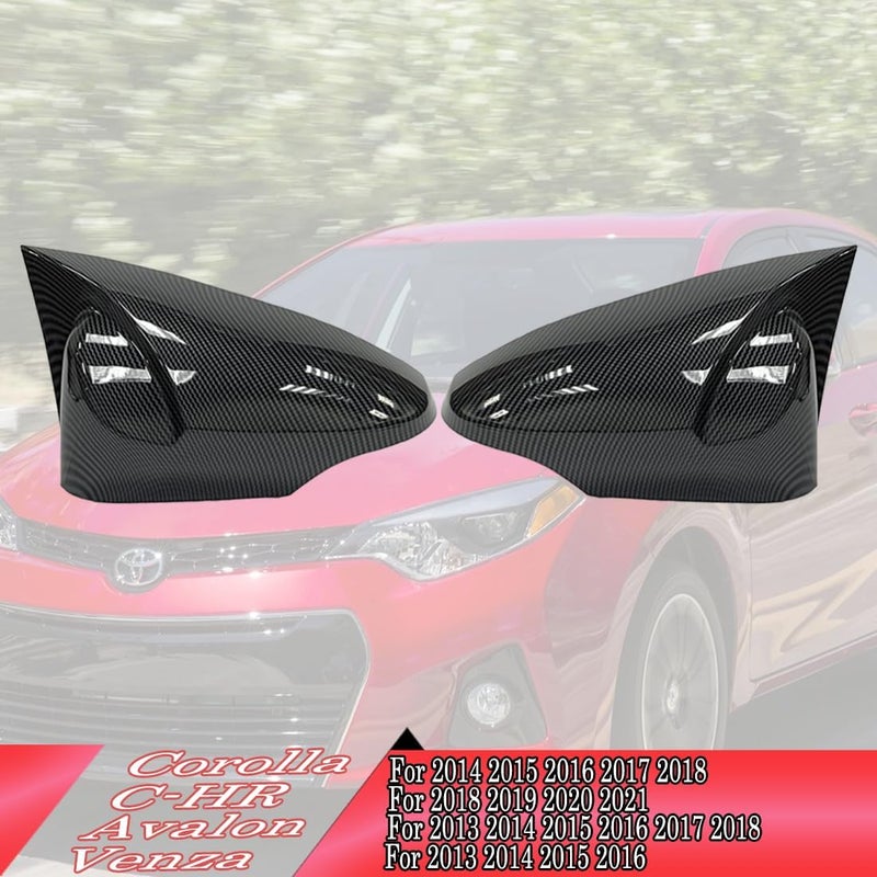 MUXEE Side Rear View Mirror Cover for Toyota Corolla 2014-2019，C-HR 2018-2021，Avalon 2013-2018，Venza 2013-2016，Prius 2012-2018 Carbon Fiber Turn Signal Housing Cover(with Turn Signal housing Slot.) - Image 2